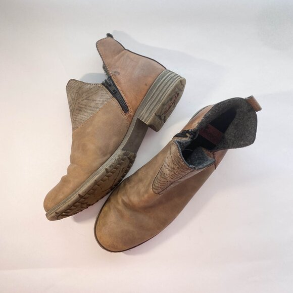 Rieker Ankle Booties Womens US 9 EU 40 Leather Wool Lined Side Zip - Picture 4 of 5